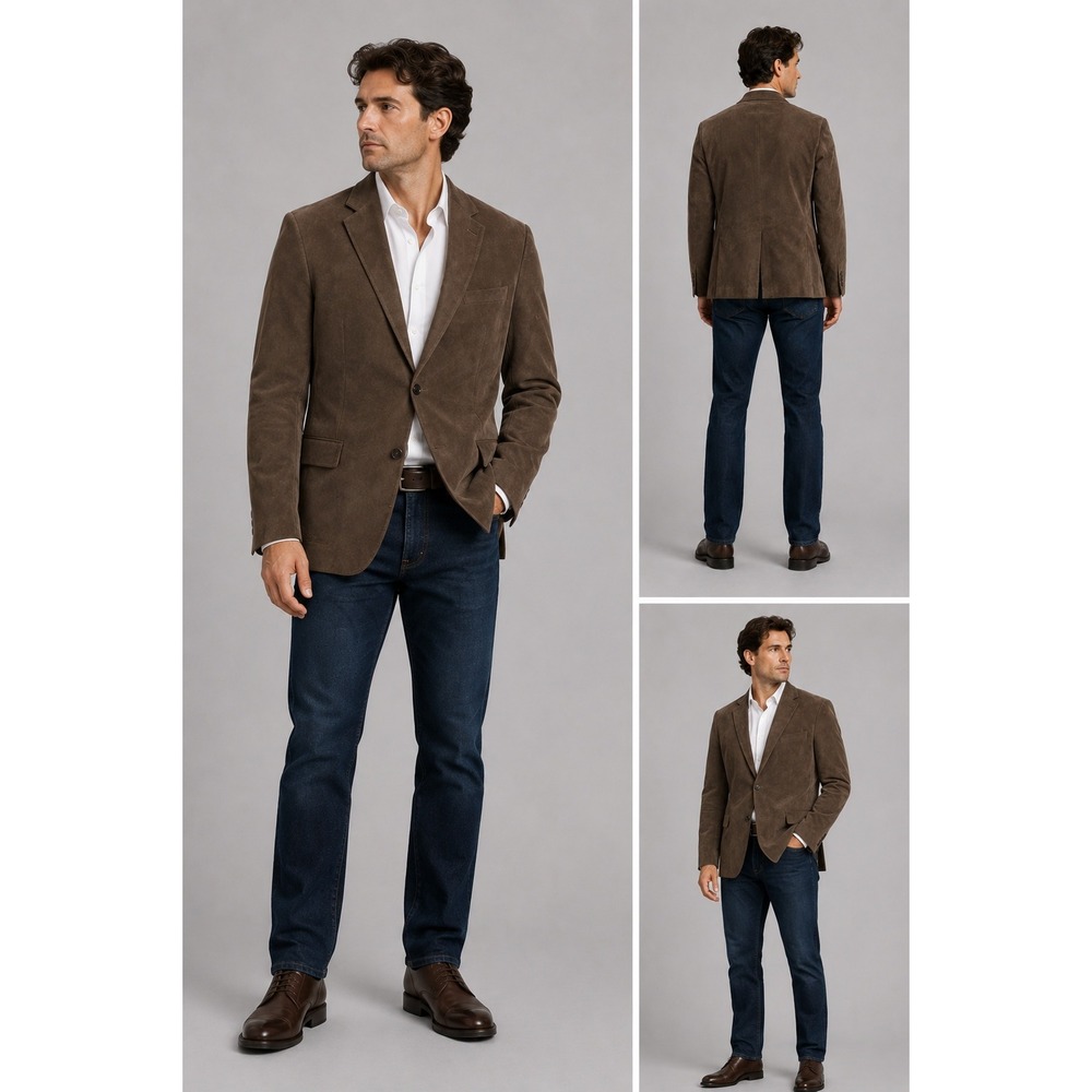 Chaps Mens Brown Corduroy Blazer Sport Coat Paisley Lining Size 42R